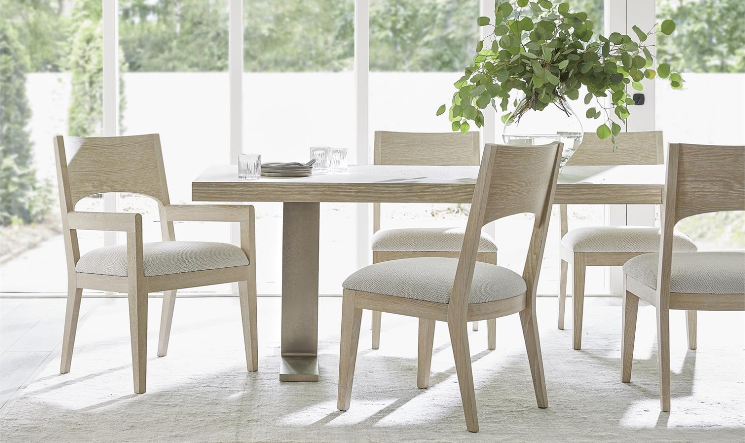 Bernhardt Solaria Wooden Fabric Upholstered Side Chair with Solid Back - Image 2