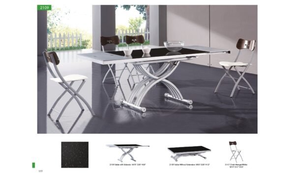 ESF Italia Alouette Extendable Rectangular Glass Top Dining Table - Image 3