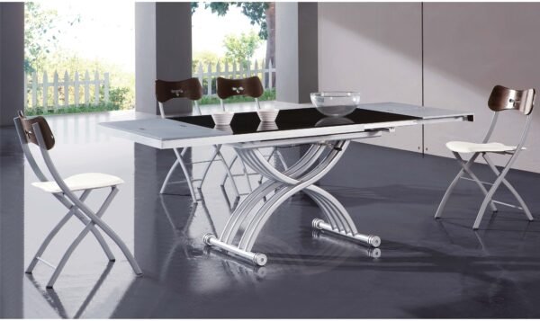 ESF Italia Alouette Extendable Rectangular Glass Top Dining Table - Image 4