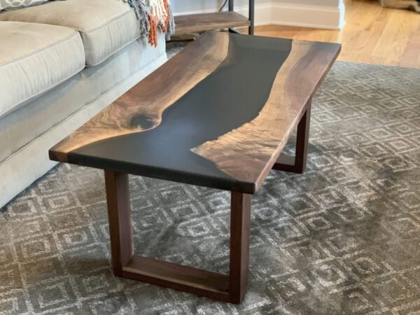Black Walnut Epoxy River Coffee Table - Image 4