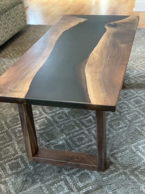 Black Walnut Epoxy River Coffee Table - Image 5