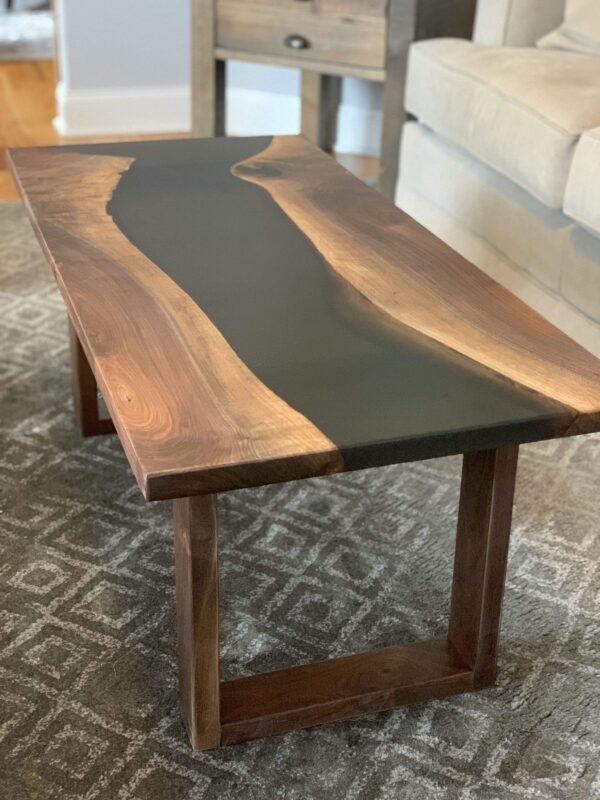 Black Walnut Epoxy River Coffee Table - Image 6