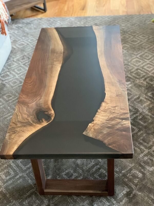 Black Walnut Epoxy River Coffee Table - Image 7